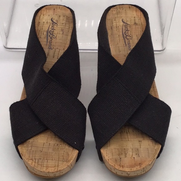 Lucky Brand Black MILLER 2 Slip-On Cork Wedge Sandal - Picture 5 of 9